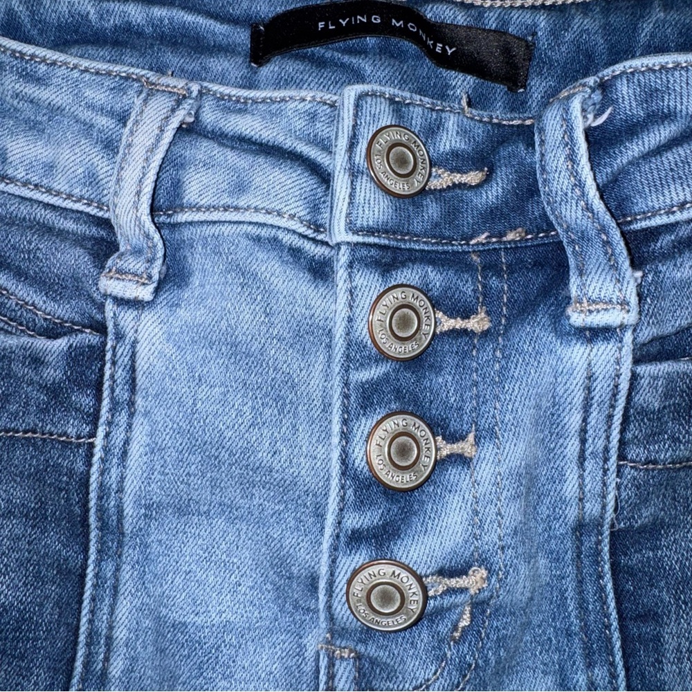 Flying Monkey Womens 23 High Rise Super Flare Bell Bottom Jeans Y2K - Picture 5 of 7